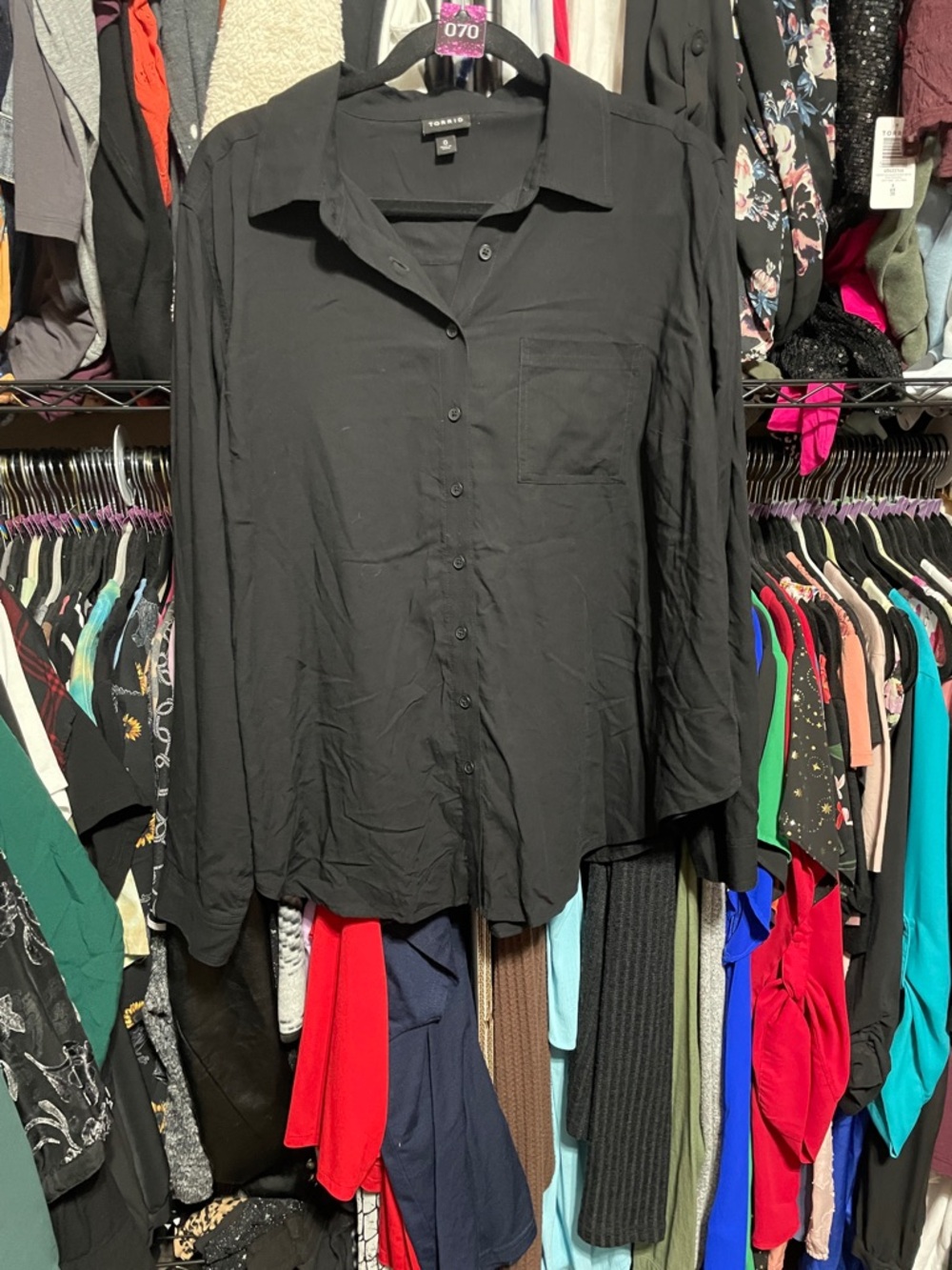 #070 size 0 torrid Black Long Sleeve Button-Up Shirt